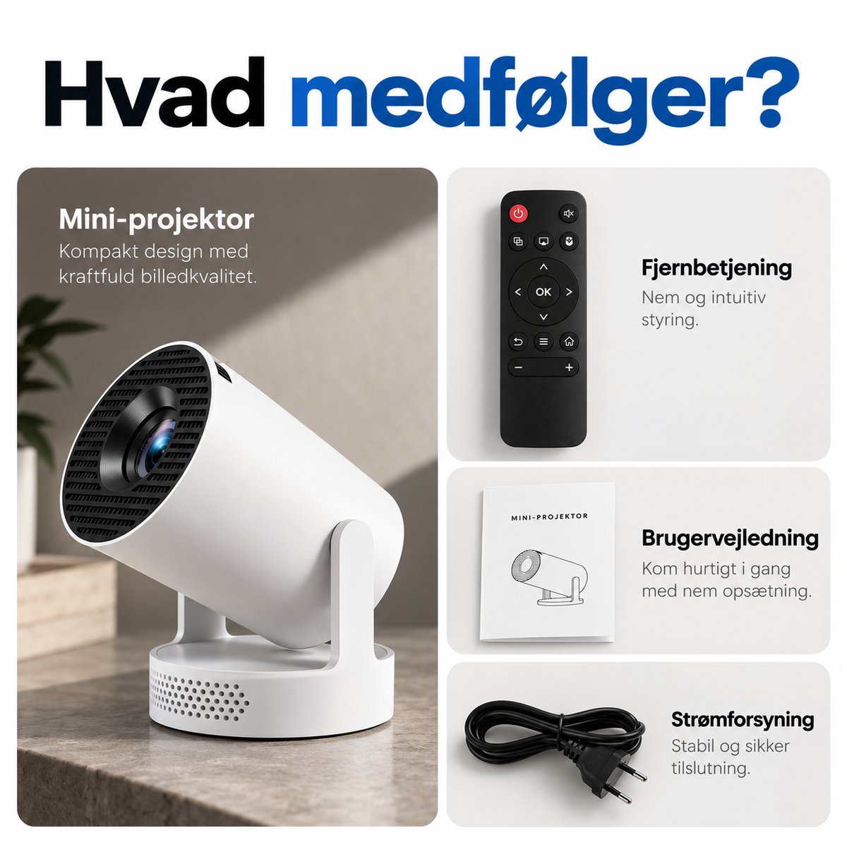 HjemIQ Projektor 2.0 – WiFi & Bluetooth